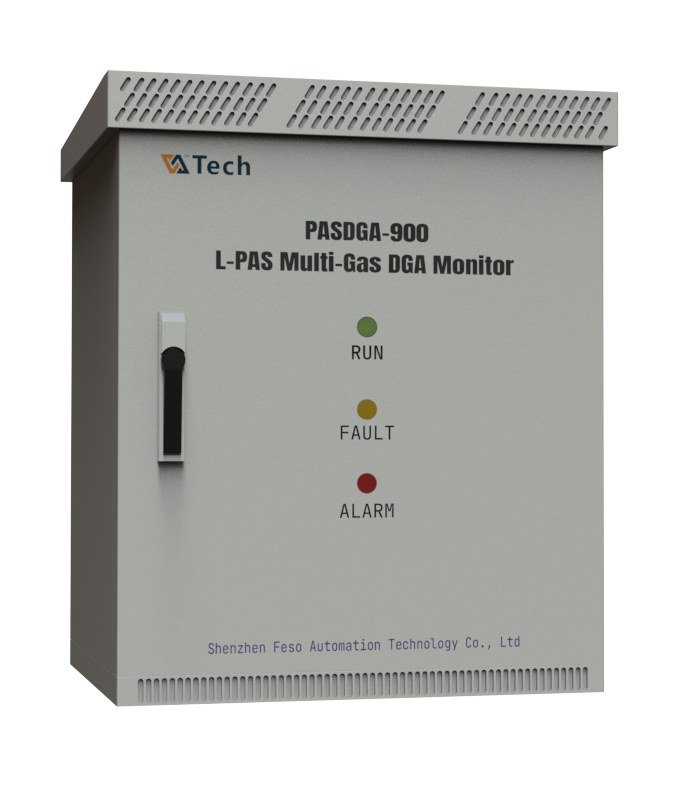 DGA-900 L-PAS multi-gas DGA monitor outdoor enclosure with RUN, FAULT and ALARM indicators